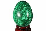 Flowery, Polished Malachite Egg - Congo #131857-1